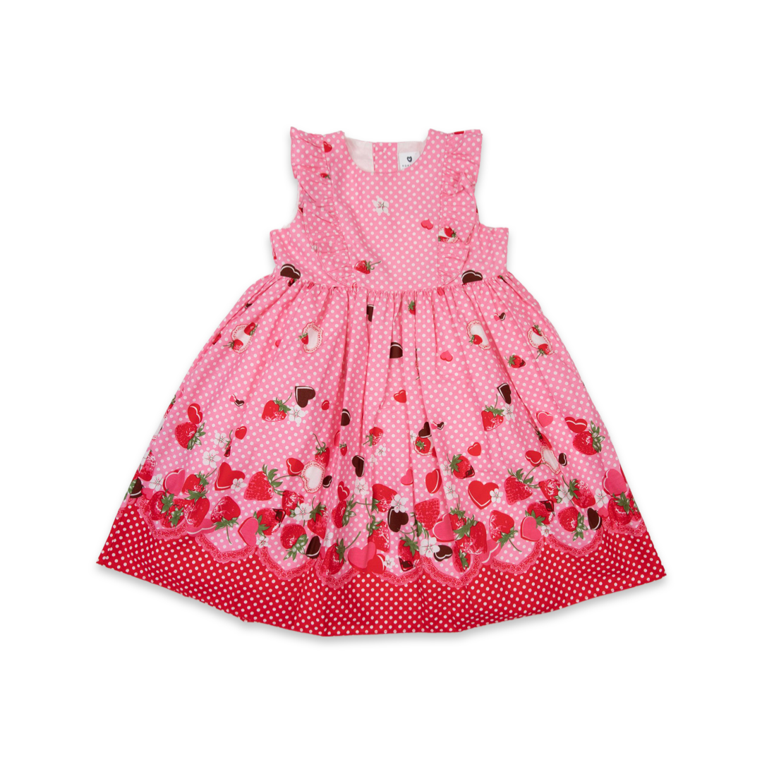 Strawberry Hearts Frill Dress Pink