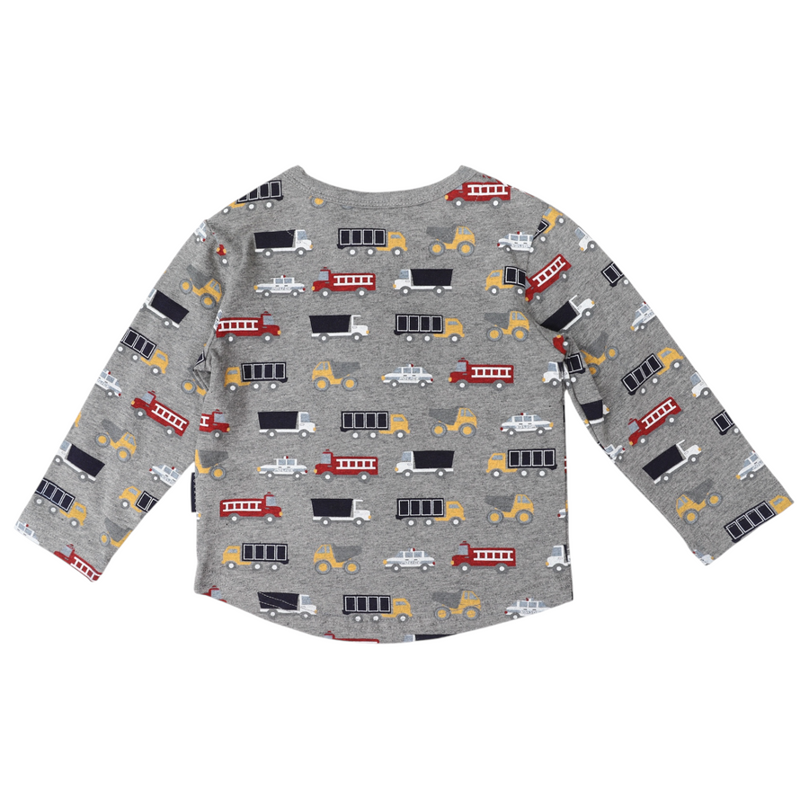 Cars and Trucks Printed Top Charcoal