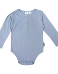 Button Down Cotton Modal Bodysuit Blue