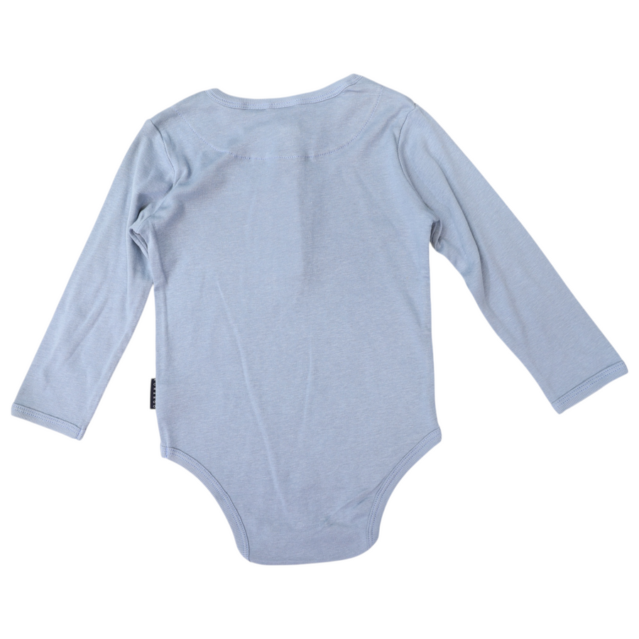 Button Down Cotton Modal Bodysuit Blue