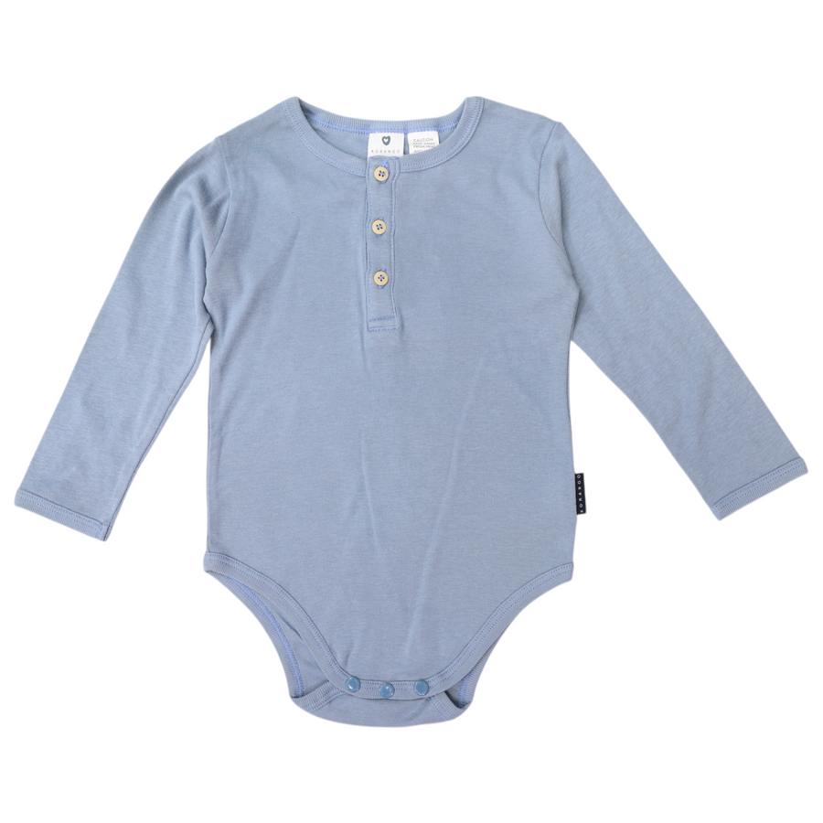 Button Down Cotton Modal Bodysuit Blue