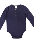 Button Down Cotton Modal Bodysuit Navy