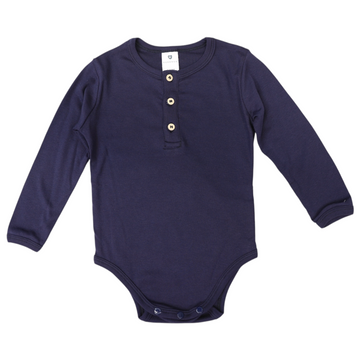 Button Down Cotton Modal Bodysuit Navy