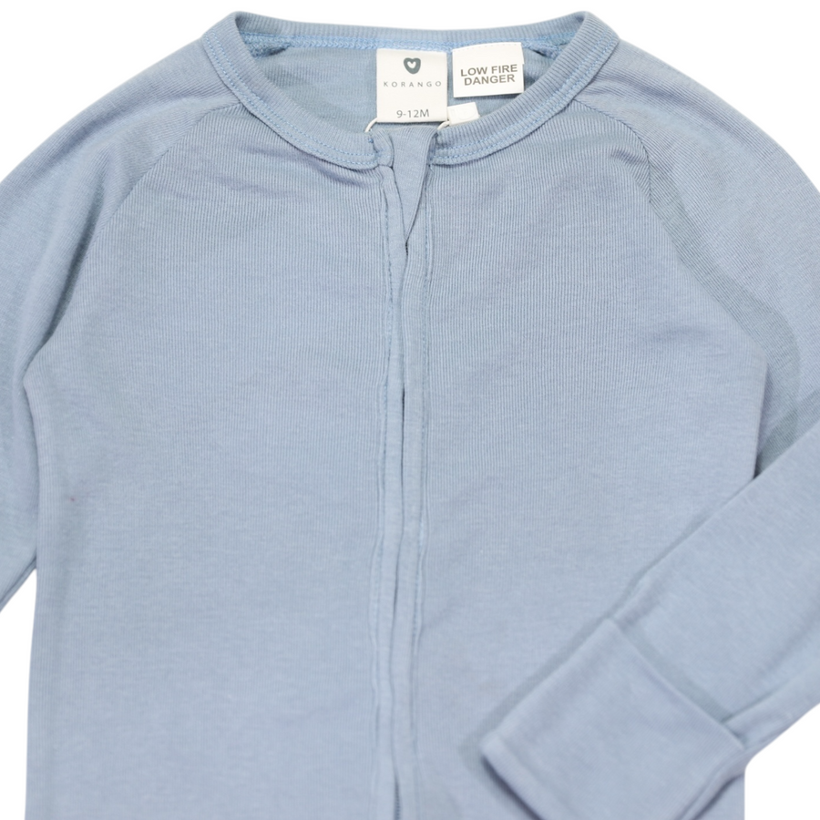Double Zip Cotton Modal Romper Dusty Blue