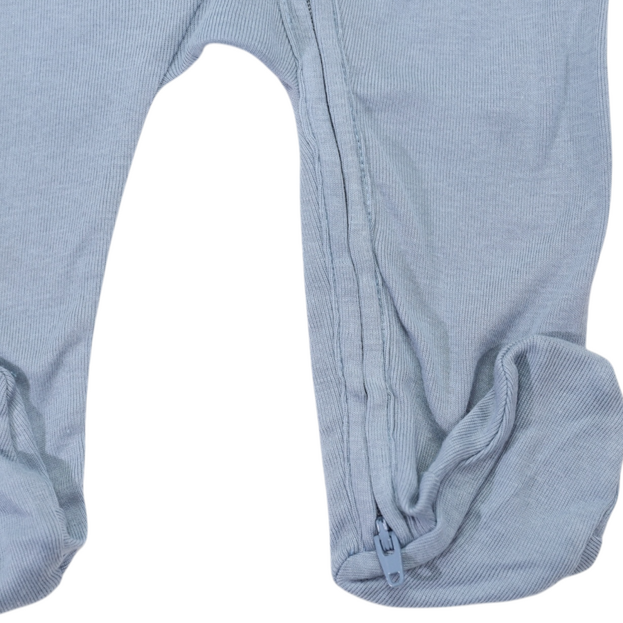 Double Zip Cotton Modal Romper Dusty Blue