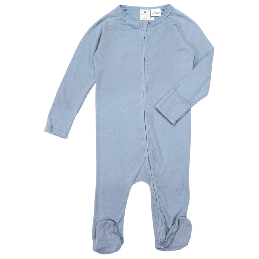Double Zip Cotton Modal Romper Dusty Blue