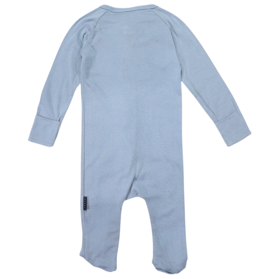 Double Zip Cotton Modal Romper Dusty Blue