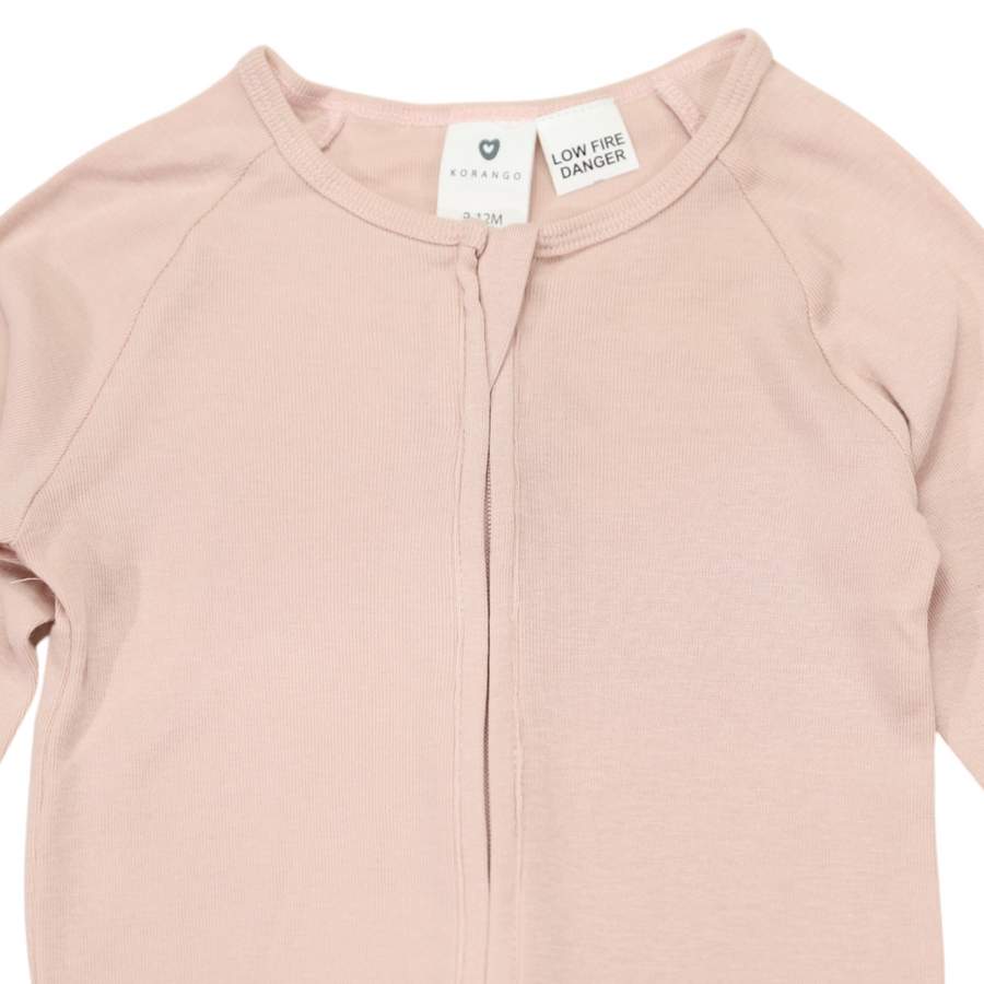 Cotton Modal Double Zip Romper Dusty Pink