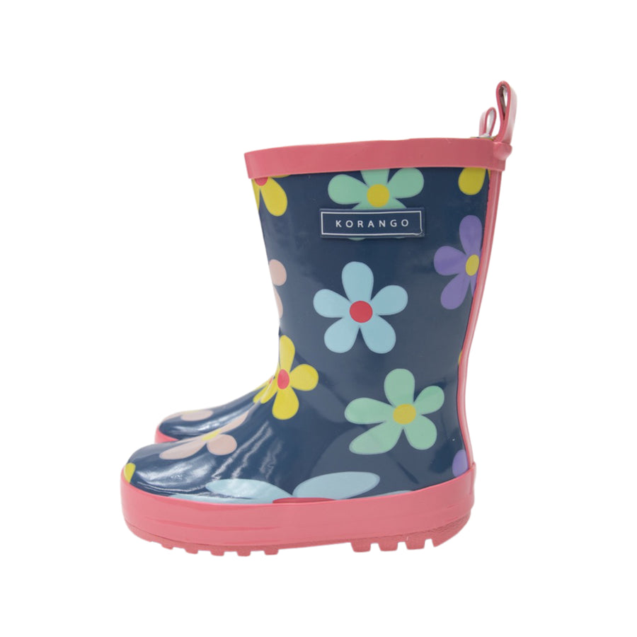 Flower Gumboot Navy