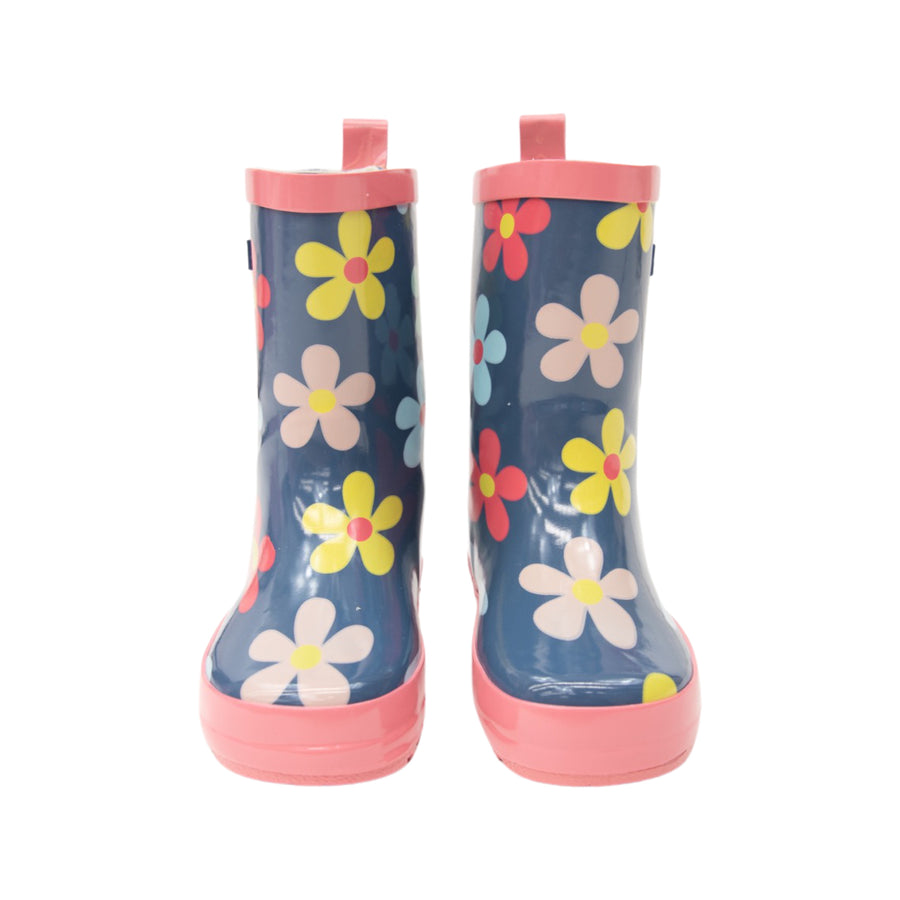 Flower Gumboot Navy