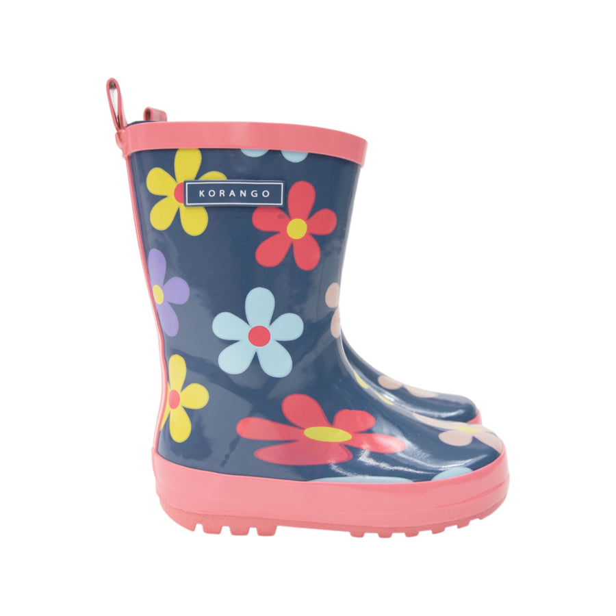 Flower Gumboot Navy