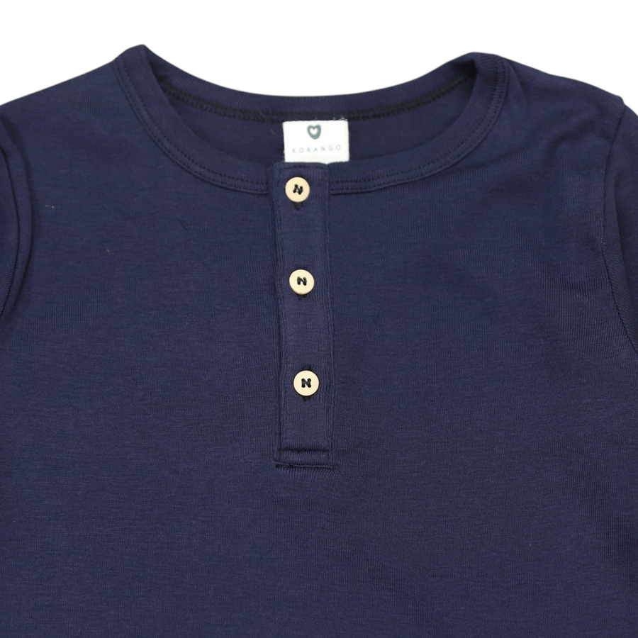 Cotton Modal Henley Top Navy