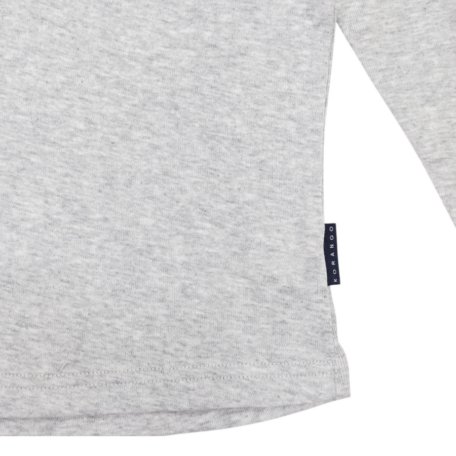 Cotton Modal Long Sleeve Polo Grey Marle