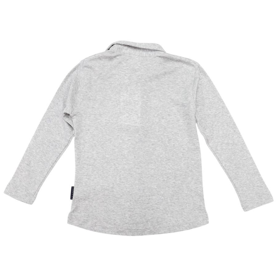 Cotton Modal Long Sleeve Polo Grey Marle