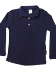 Cotton Modal Long Sleeve Polo Navy