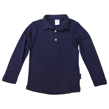 Cotton Modal Long Sleeve Polo Navy