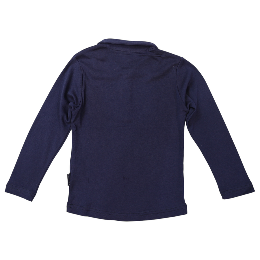 Cotton Modal Long Sleeve Polo Navy