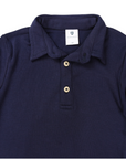 Cotton Modal Long Sleeve Polo Navy