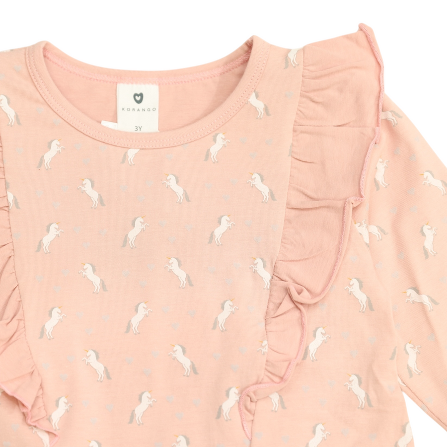 Frill Unicorn Top Dusty Pink