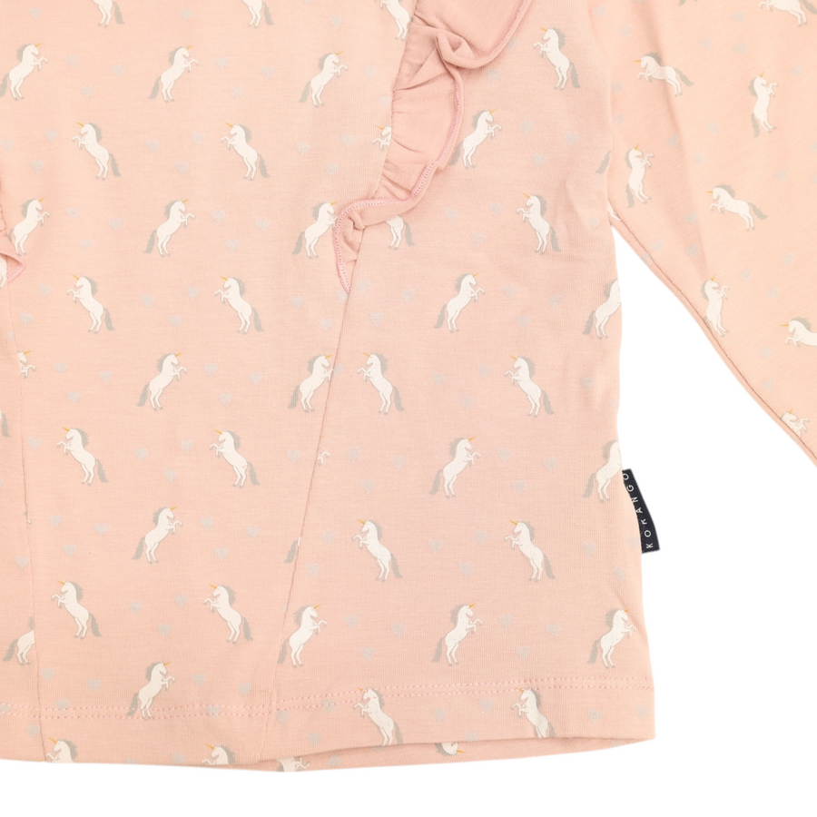 Frill Unicorn Top Dusty Pink