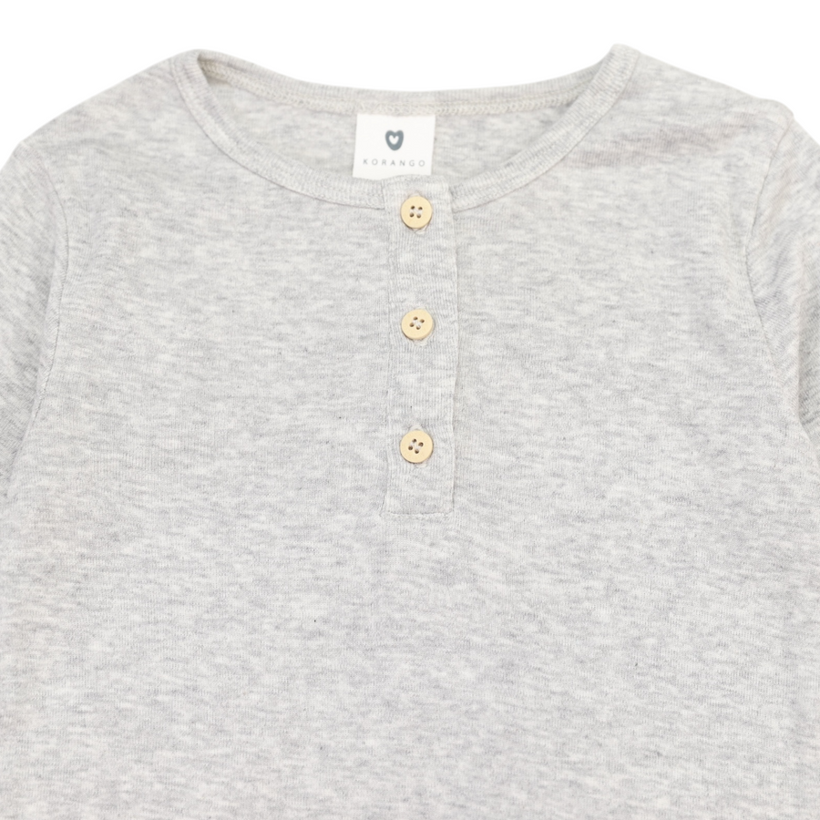 Cotton Modal Henley Top Grey Marle