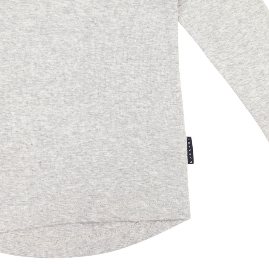 Cotton Modal Henley Top Grey Marle