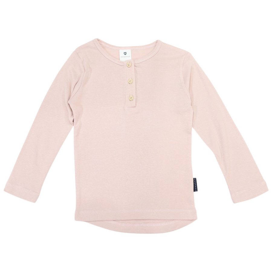 Cotton Modal Henley Top Dusty Pink