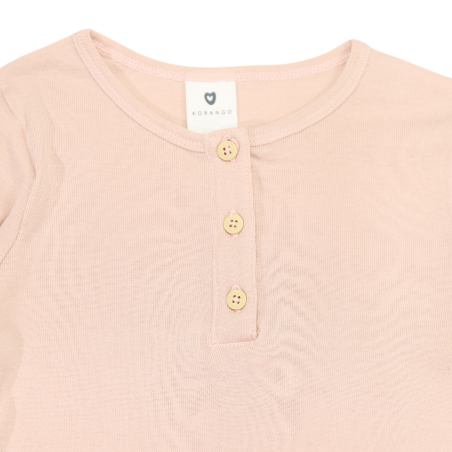Cotton Modal Henley Top Dusty Pink