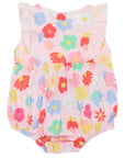 Poplin Flower Frill Sunsuit Pink