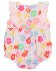 Poplin Flower Frill Sunsuit Pink