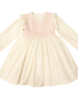 Frill Smocked Dress Beige