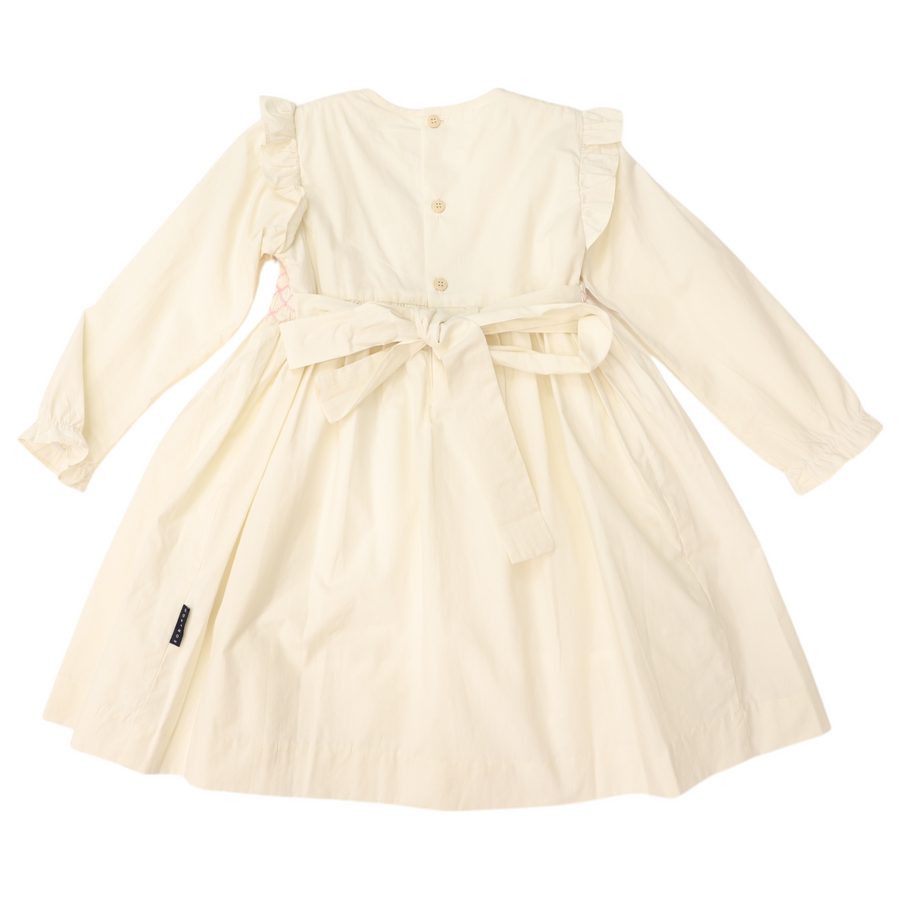 Frill Smocked Dress Beige