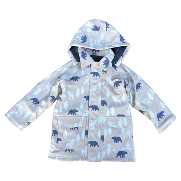 Bear Print Colour Change Sherpa Lined Raincoat Tapioca