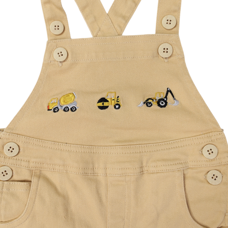 Trucks and Diggers Embroidered Shortall Sand