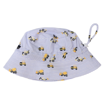 Trucks and Diggers Cotton Sun Hat Blue