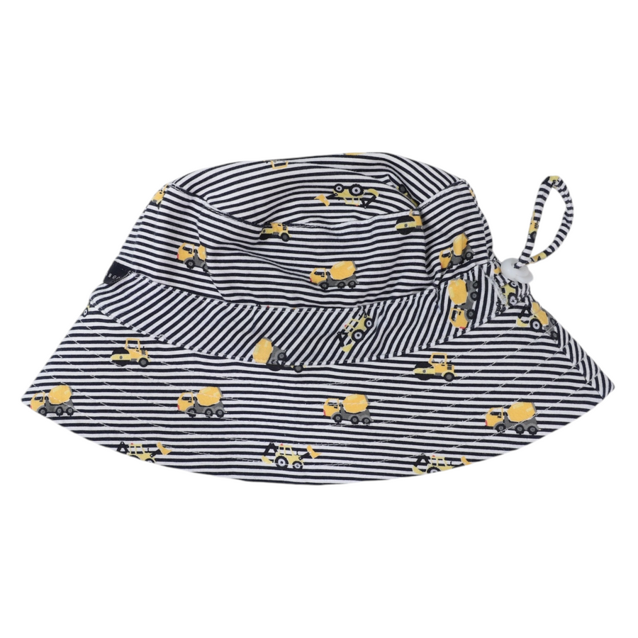 Trucks and Diggers Cotton Sun Hat Navy