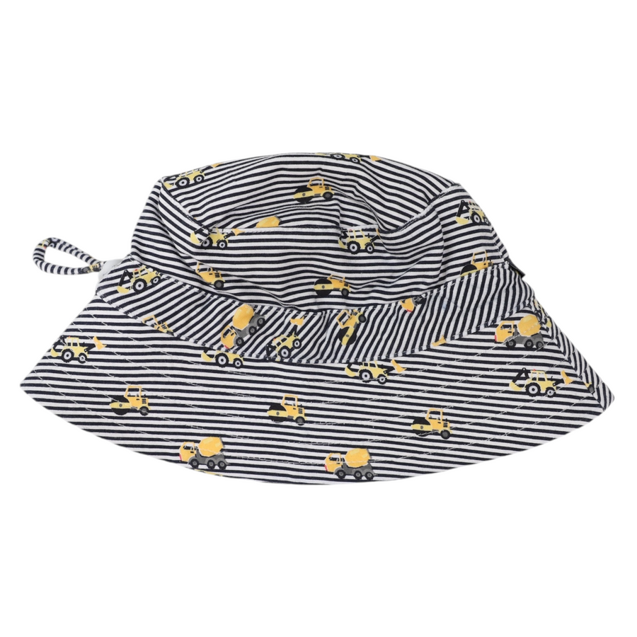 Trucks and Diggers Cotton Sun Hat Navy