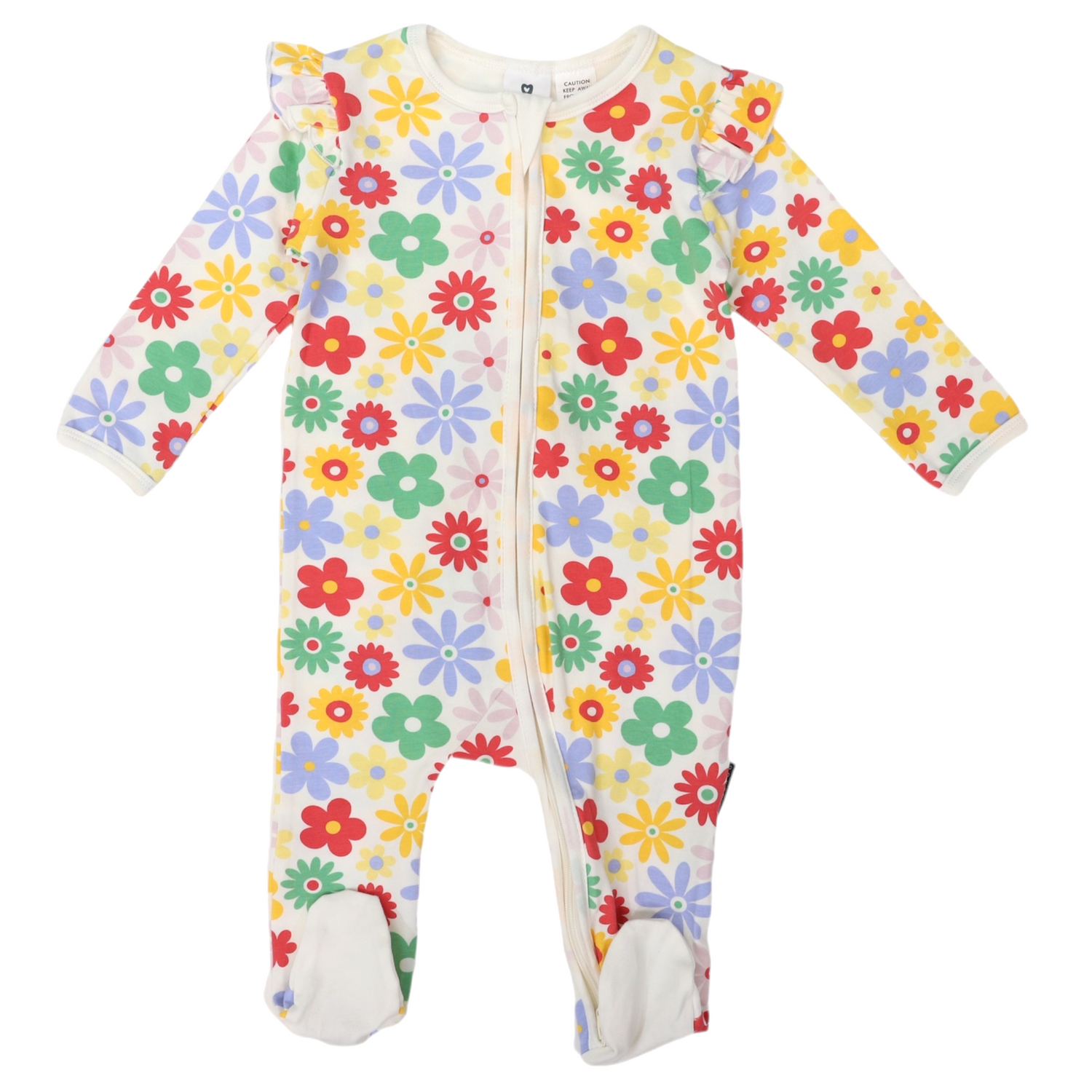 Flower Print Long Sleeve Zip Romper Cloud