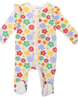 Flower Print Long Sleeve Zip Romper Cloud