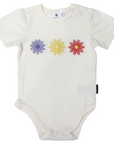 Flower Appliqued Bodysuit Cloud