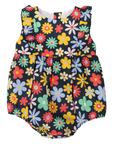 Flower Print Woven Frill Sunsuit Navy