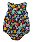Flower Print Woven Frill Sunsuit Navy