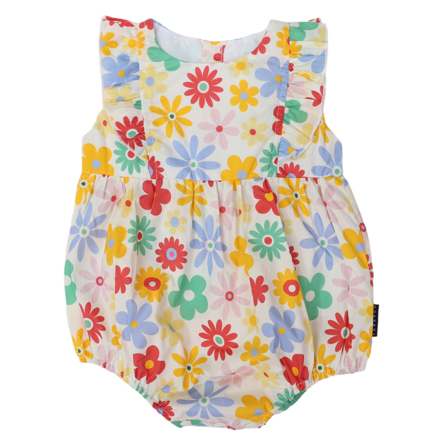 Flower Print Woven Frill Sunsuit Cloud