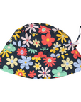 Flower Print Woven Frill Sun Hat Navy