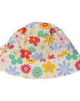 Flower Print Woven Frill Sun Hat Cloud