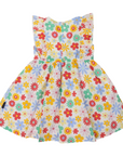 Flower Print Woven Frill Dress Cloud