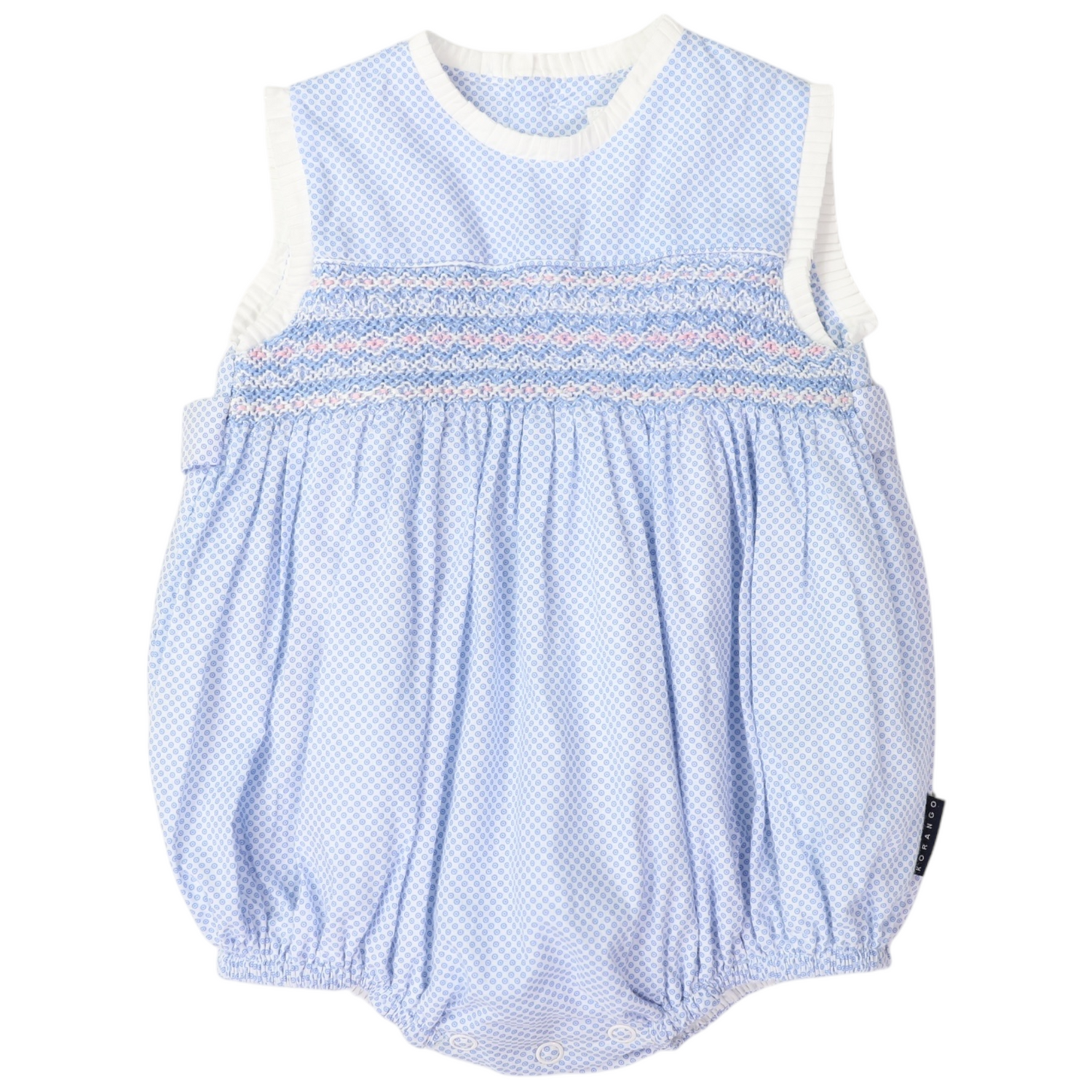 Hand Smocked Frill Sunsuit Blue