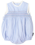 Hand Smocked Frill Sunsuit Blue