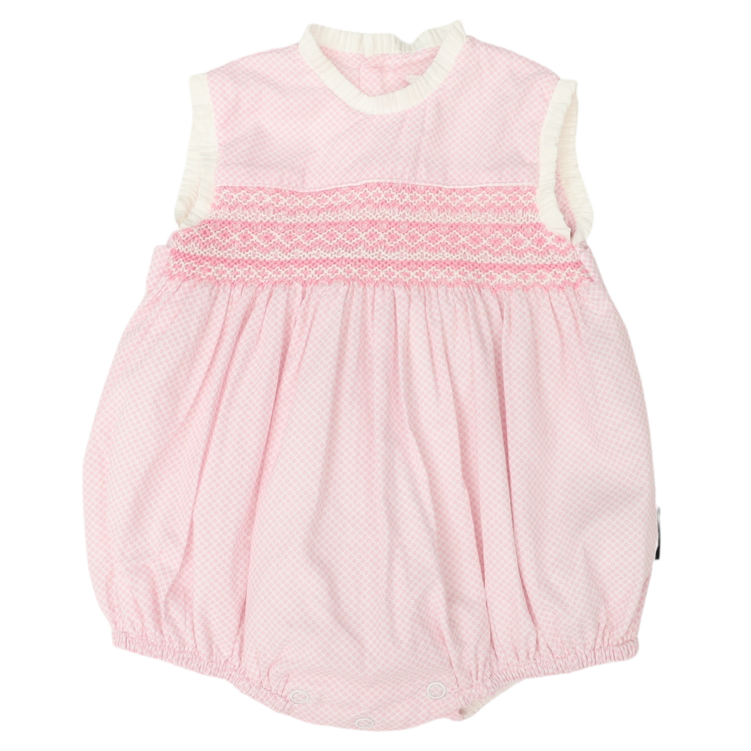 Hand Smocked Frill Sunsuit Pink