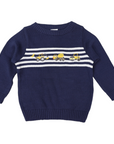 Trucks and Diggers Embroidered Knit Sweater Navy